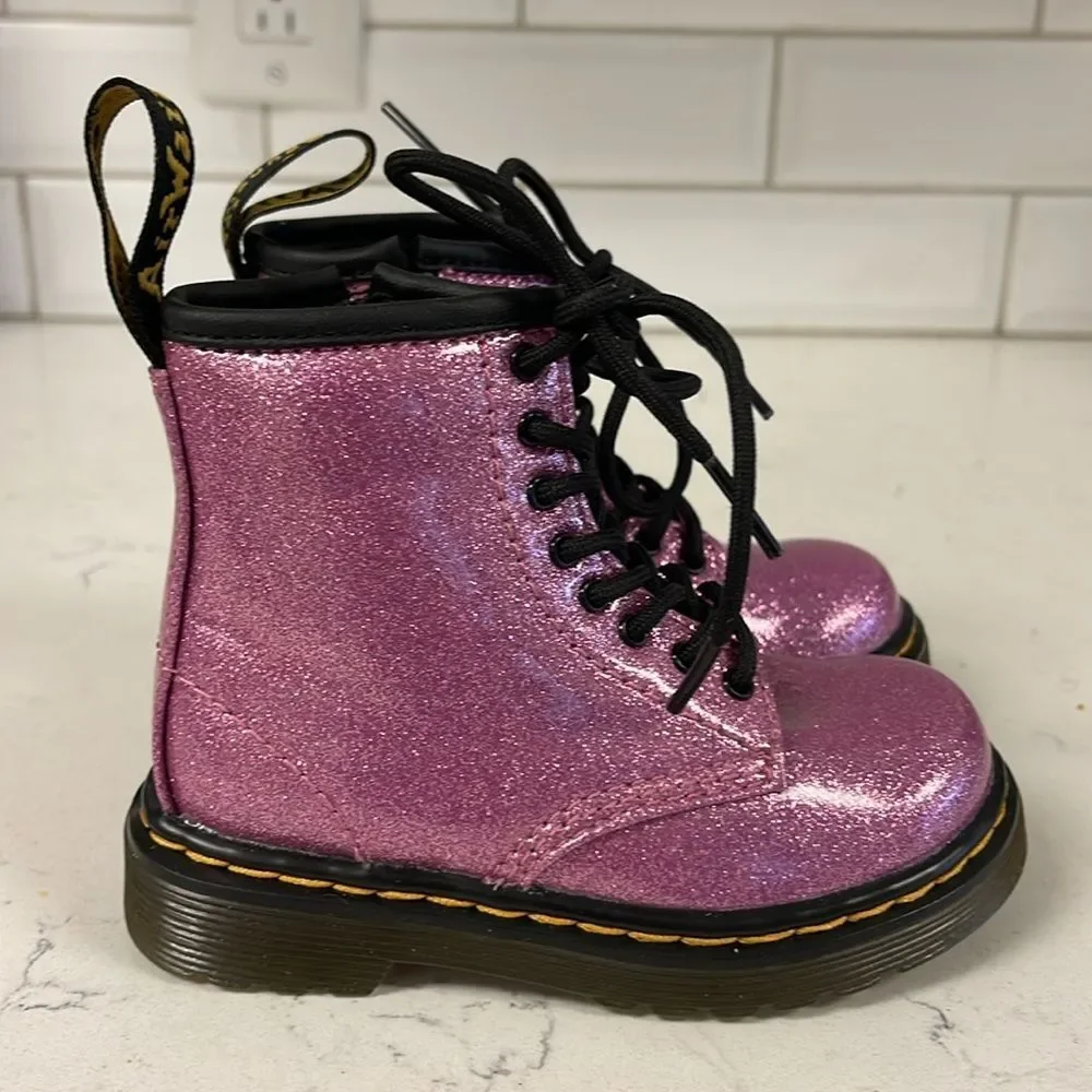 Dr. Martens 1460 8-Eye Glitter Boot - Little Kid / Toddler- Pink Size 7
